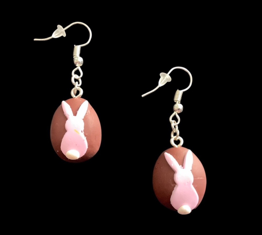 *Pink Rabbit Easter Egg Earrings