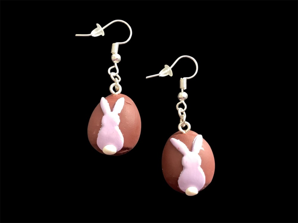 *Lilac Rabbit Easter Egg Earrings