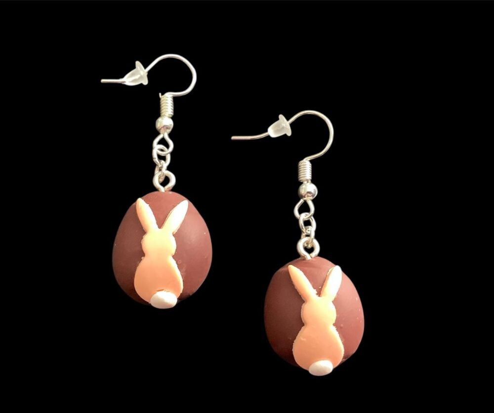 *Peach Rabbit Easter Egg Earrings