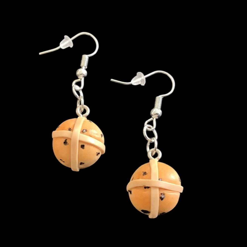 *Hot Cross Bun Charm  Earrings