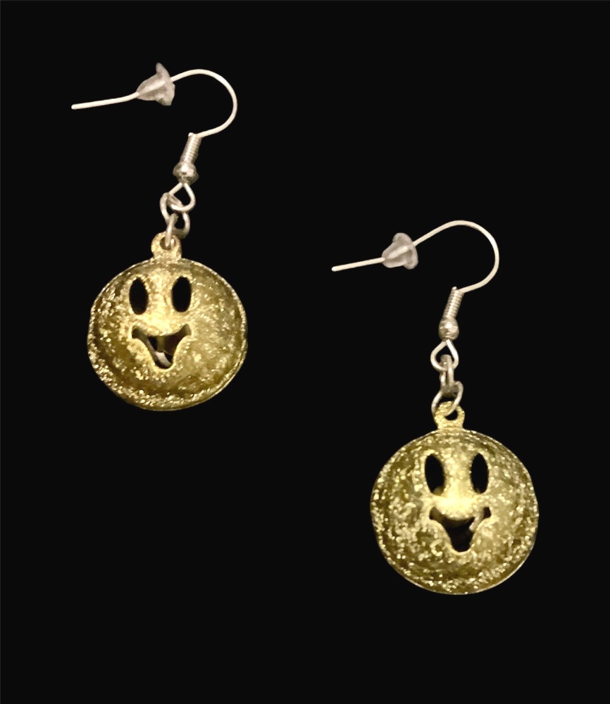*Gold Smiling Emoji Bell Earrings