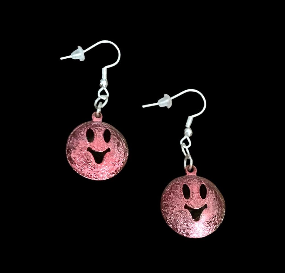 *Red Smiling Emoji Bell Earrings