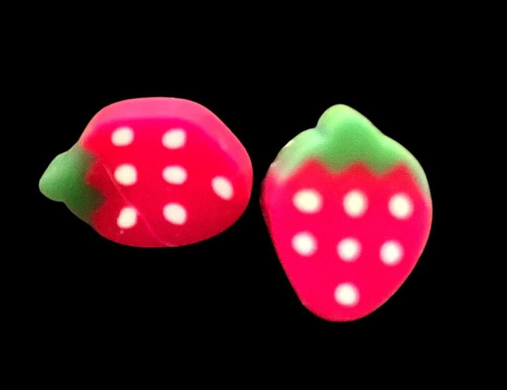 *Mini Pink Strawberry Slice Stud Earrings