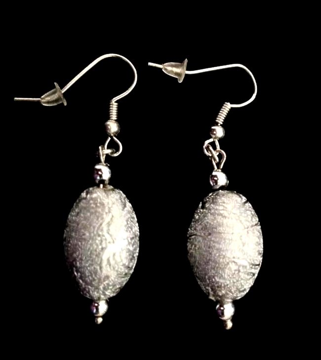 *No.1216 Silver Foil Egg Earrings