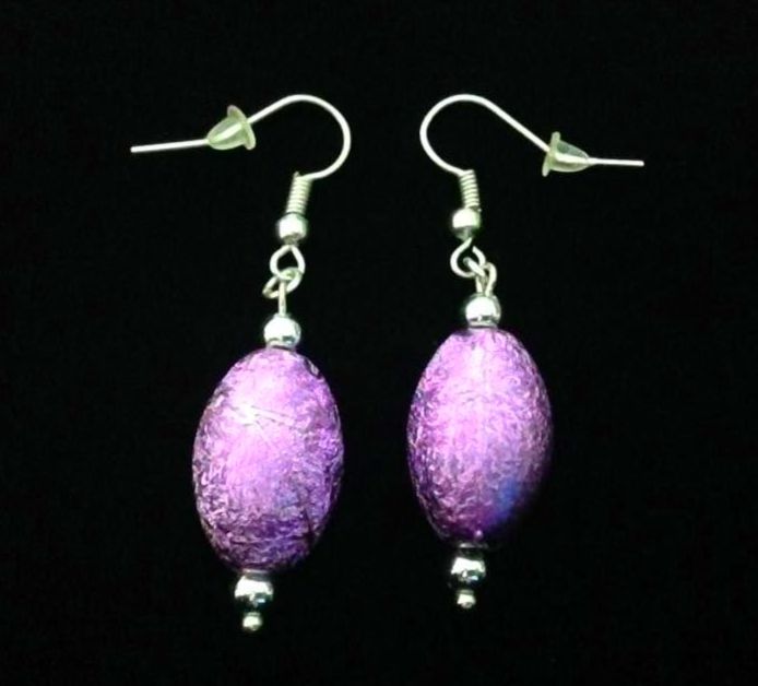 *No.1212 Purple Foil Egg Earrings
