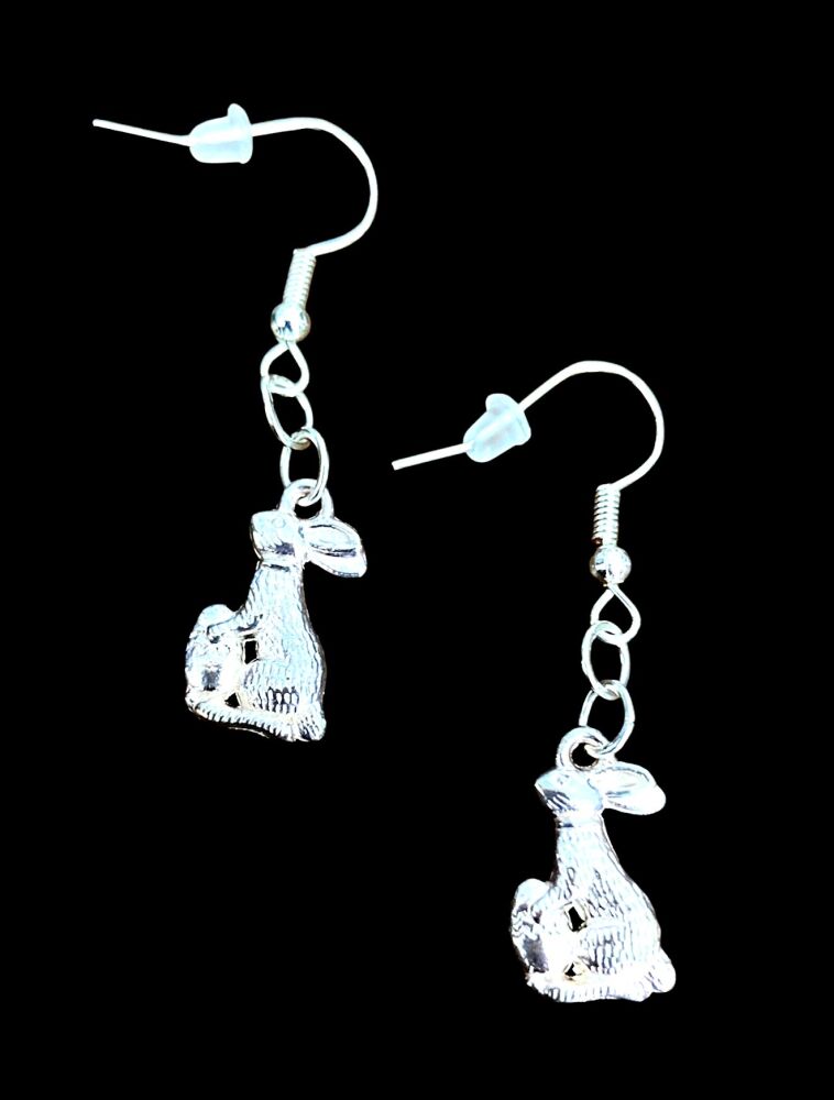 *Tibetan Silver Rabbit Charm  Earrings