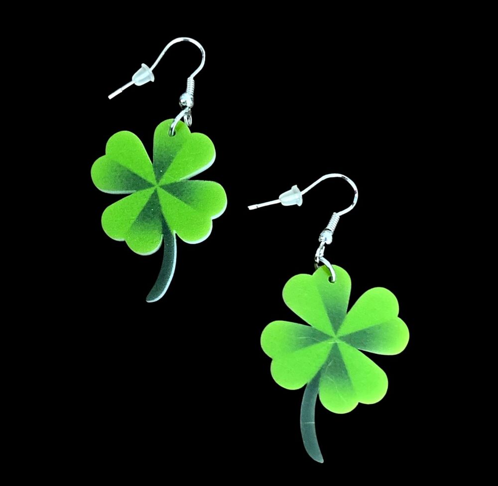 *Green Four Leaf Clover Earrings