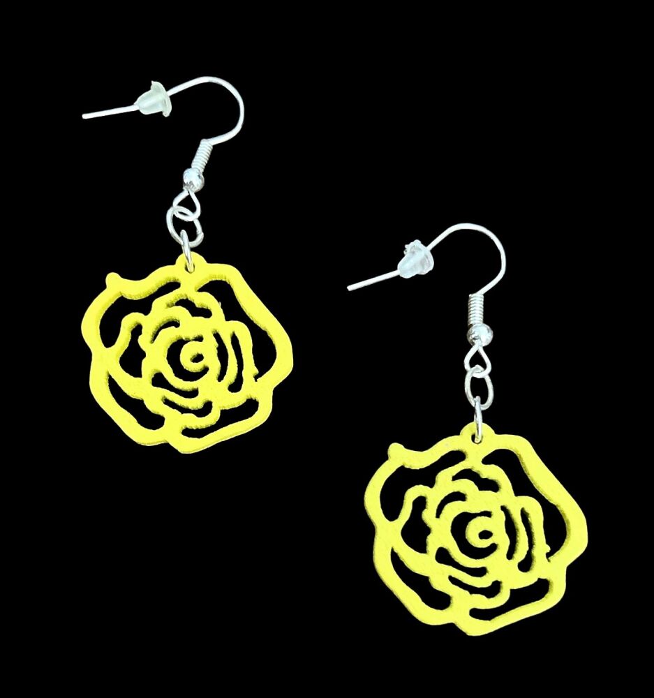 *Wooden Yellow Rose Earrings