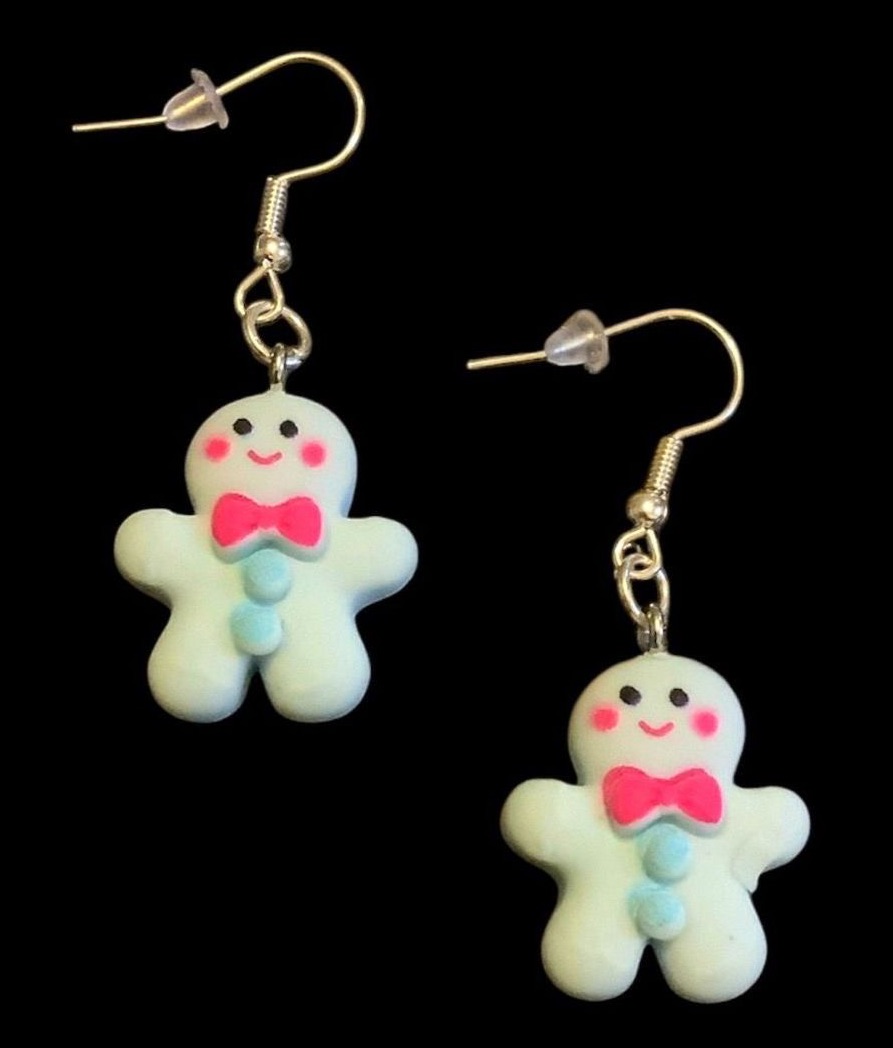 *Blue Gingerbread Man Earrings