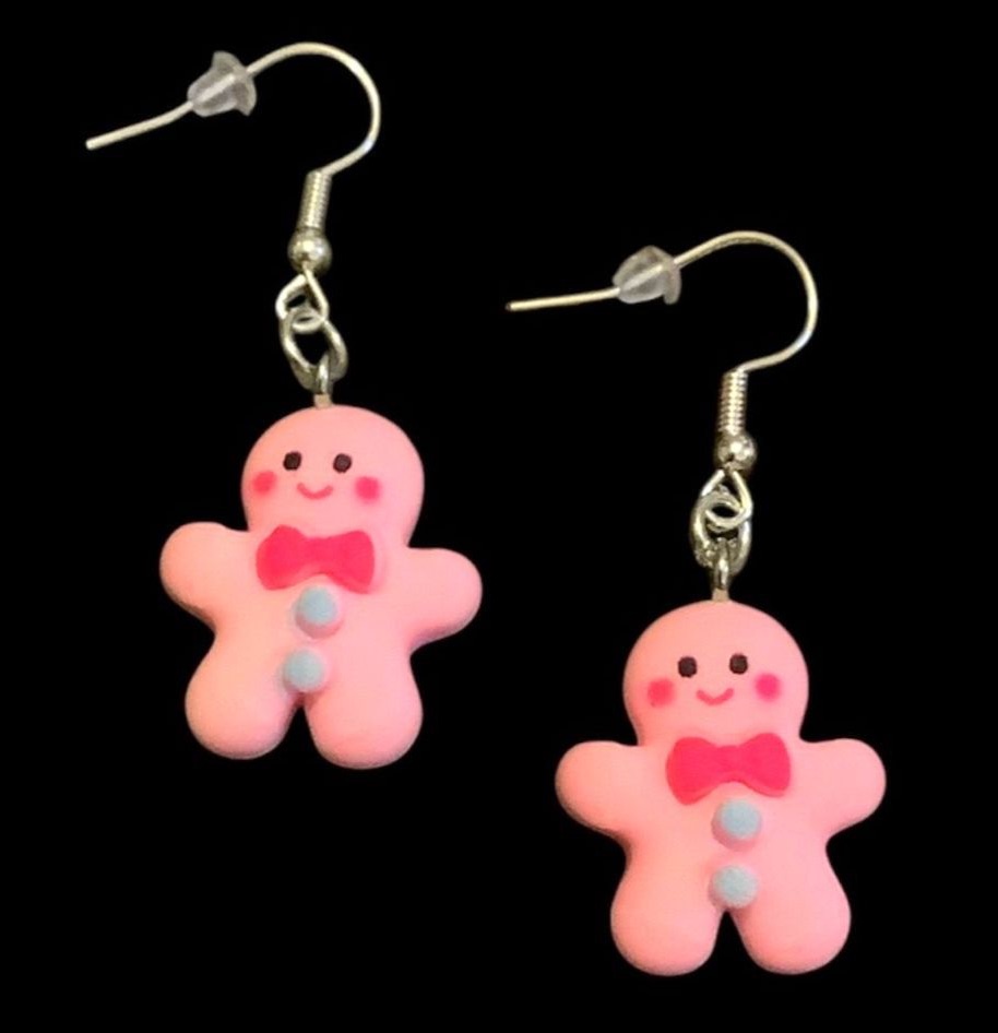 *Pink Gingerbread Man Earrings