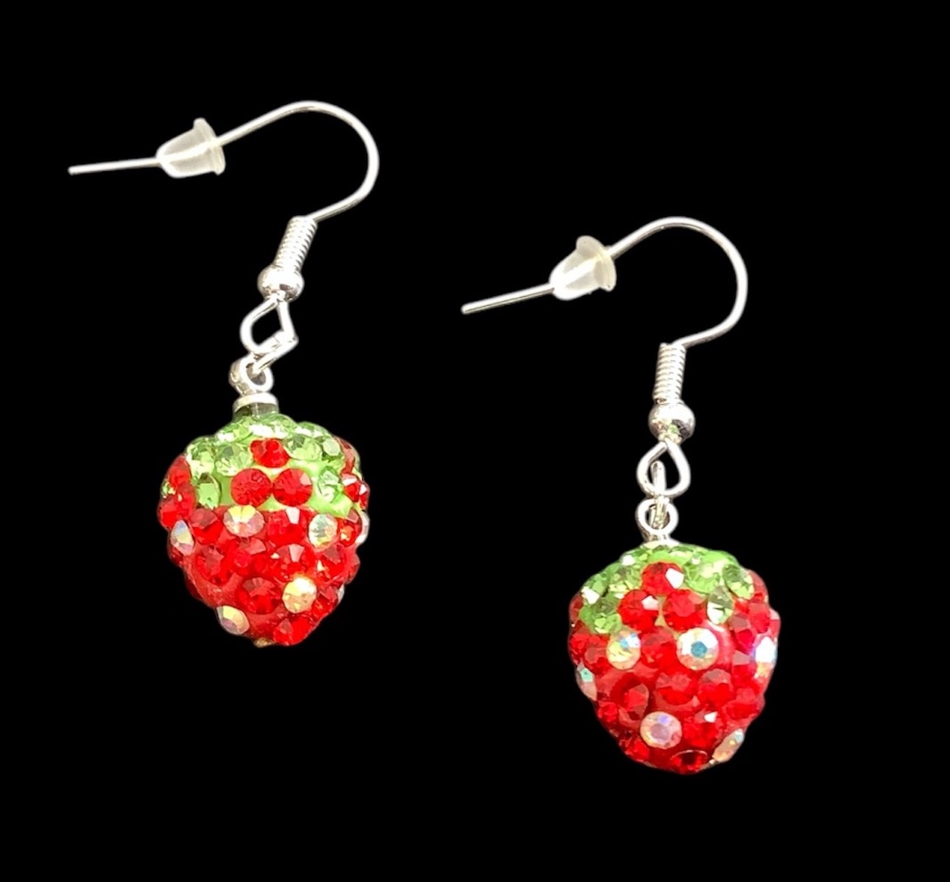 *Rhinestone Strawberry Earrings