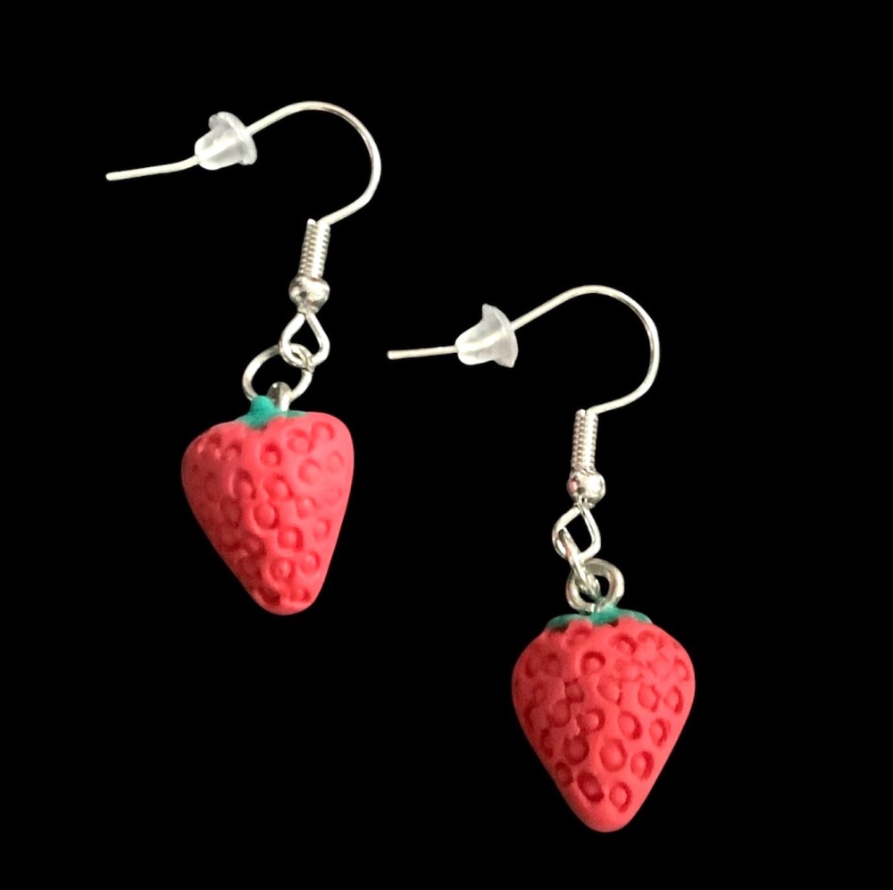 *Mini 3D Strawberry Earrings