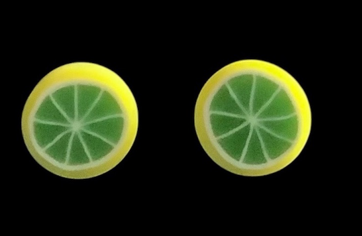 *Mini Ripe Lime Fruit Slice Stud Earrings