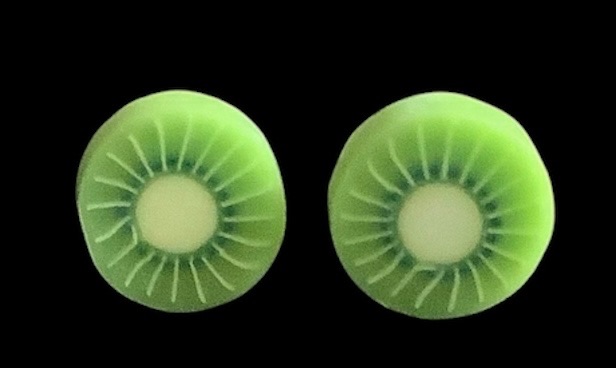 *No.604 Mini Kiwi Fruit Slice Stud Earrings
