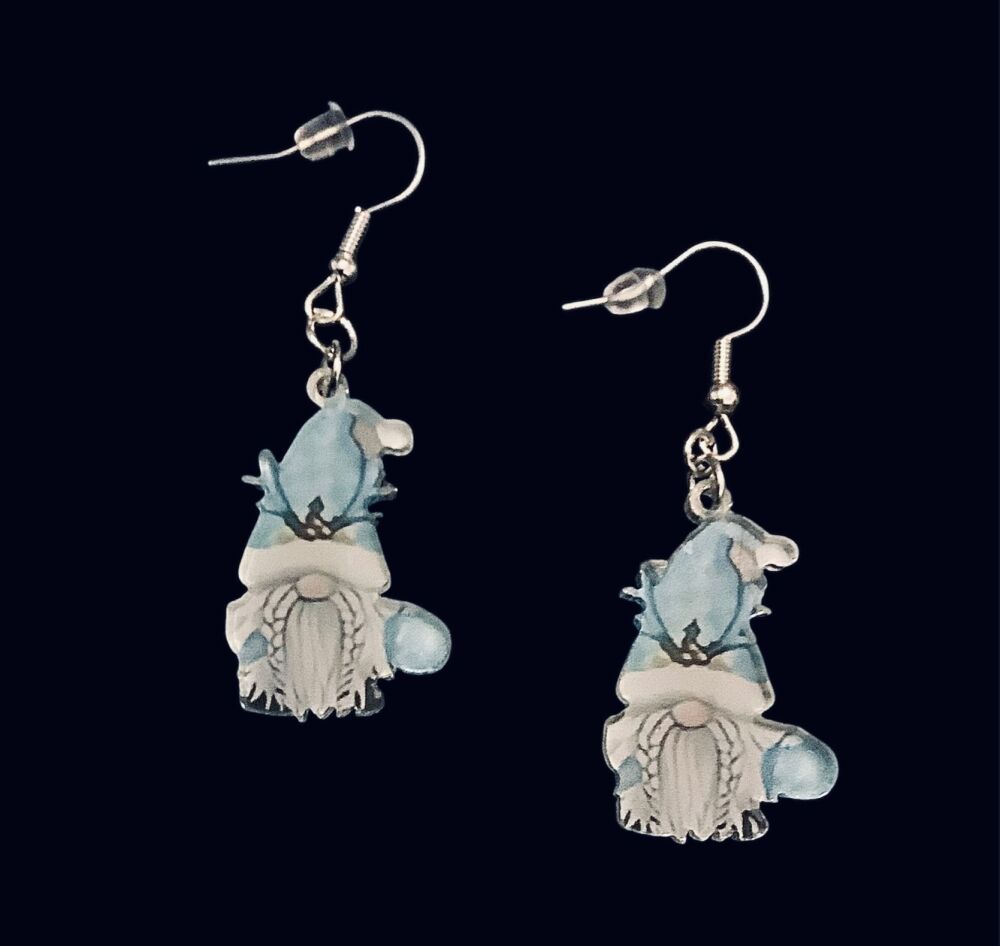 *Blue Christmas Themed Gnome/Gonk Earrings