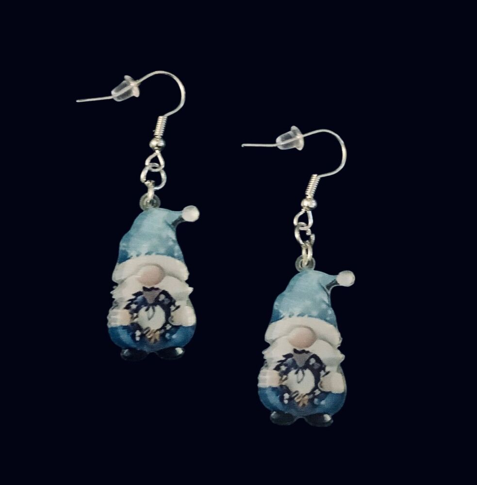 *Blue Christmas Themed Gnome/Gonk Earrings