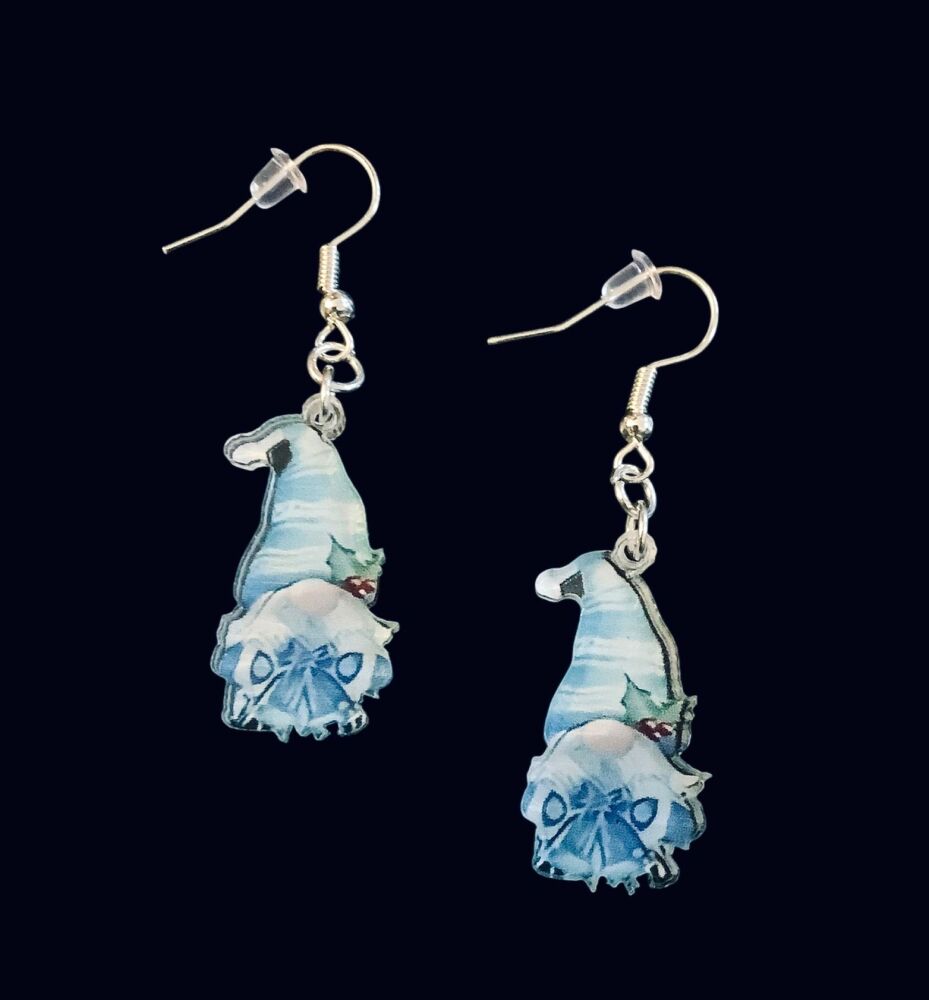 *Blue Christmas Themed Gnome/Gonk Earrings
