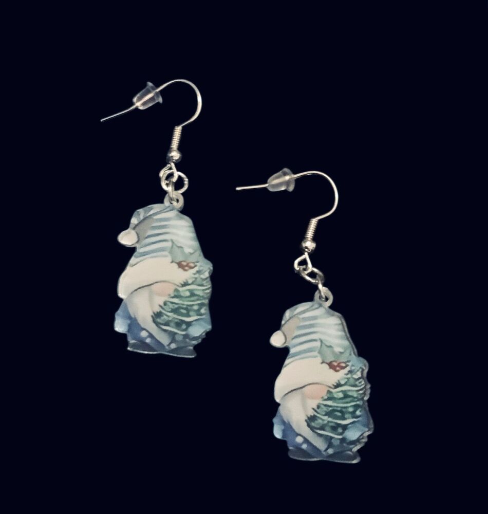 *Blue Christmas Themed Gnome/Gonk Earrings