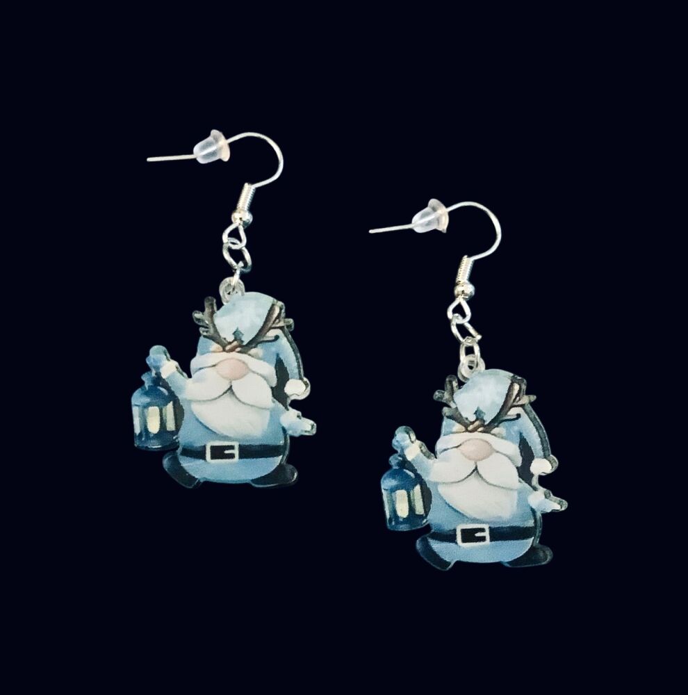 *Blue Christmas Themed Gnome/Gonk Earrings