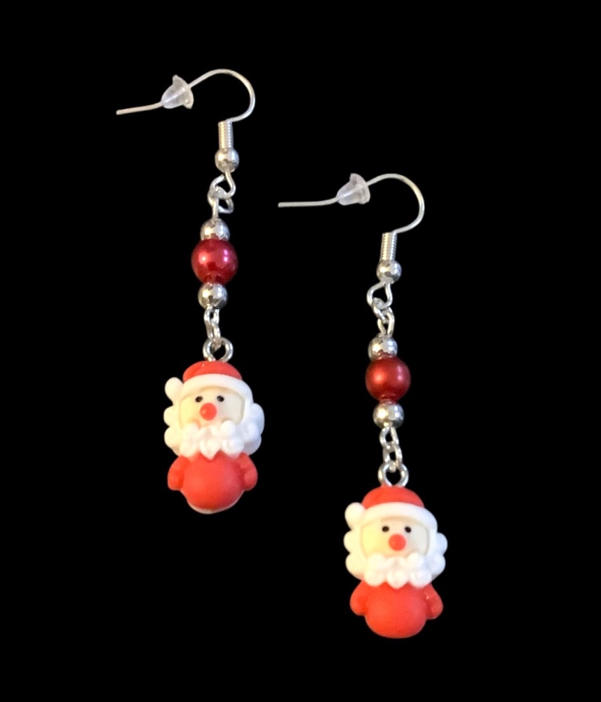 *Mini Father Xmas Earrings with a Red Bead