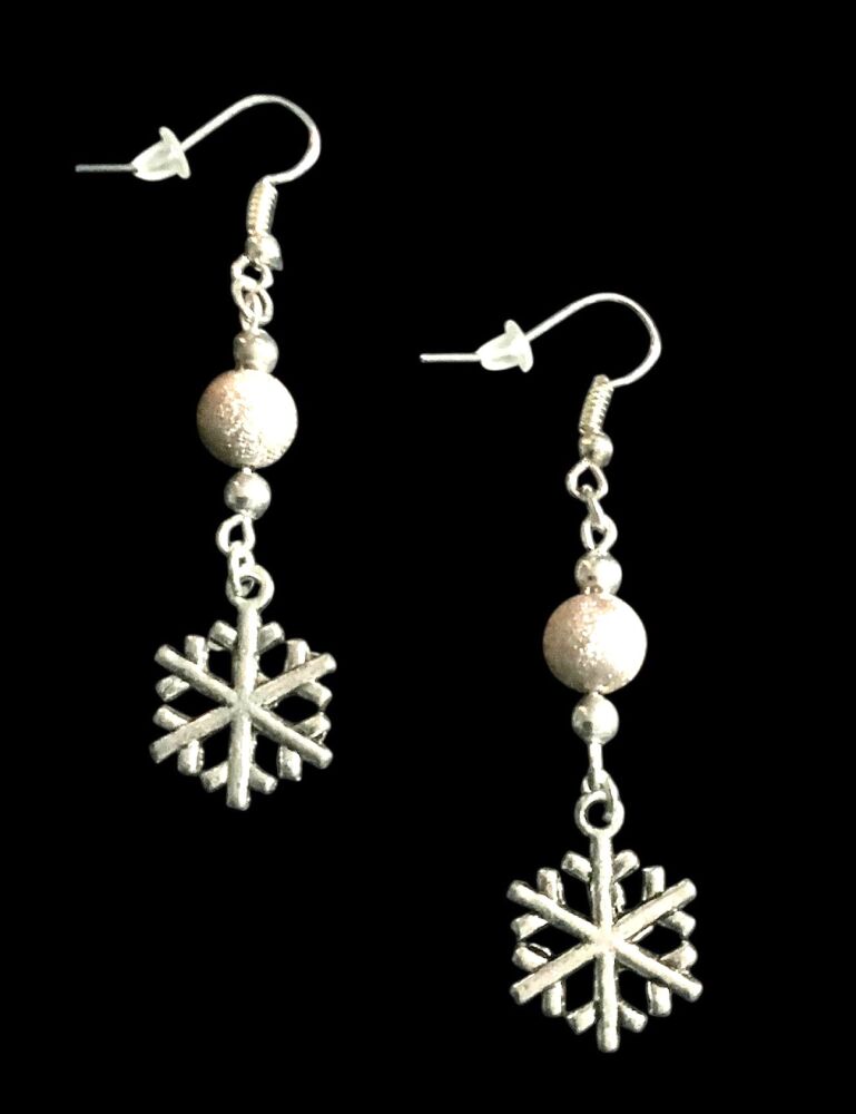 *Snowflake and Silver Stardust Bead Earrings