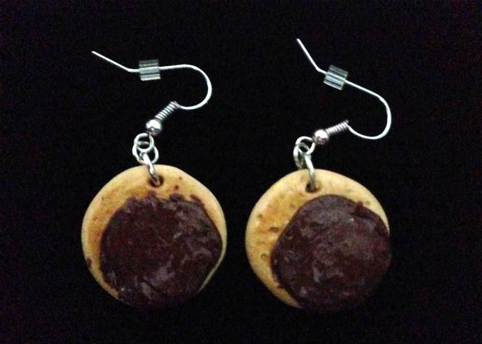 *No.1003 Chocolate and Hazelnut Spread Pancake Charm Earrings