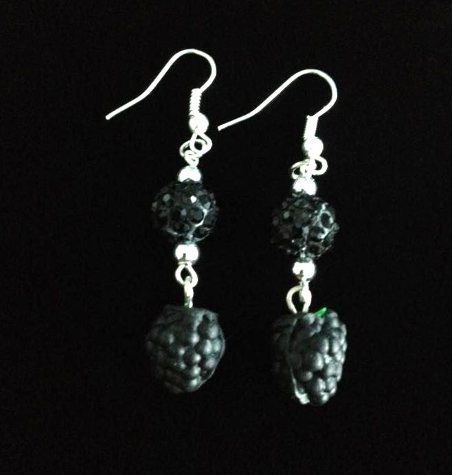 *No.660 Mini 3D Blackberry and Disco Ball Earrings