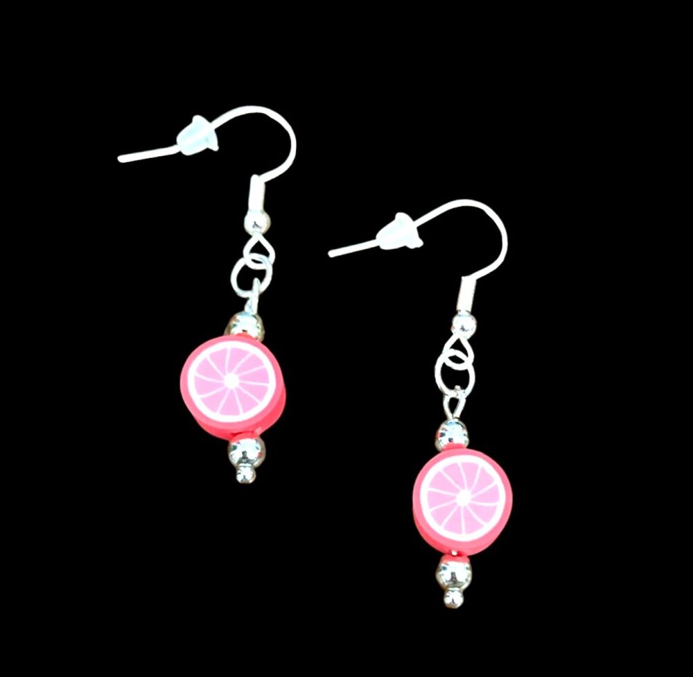 *No.645 Mini Pink GrapeFruit Slice Earrings