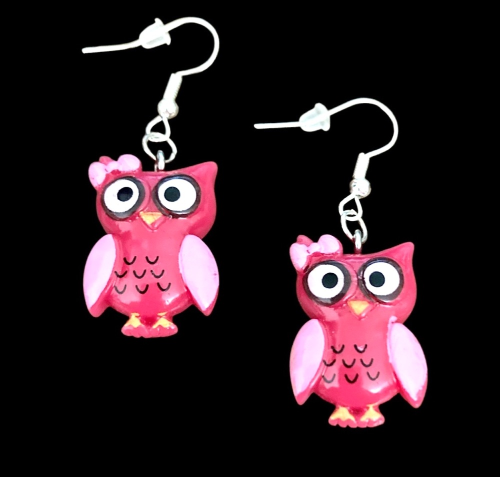 *Pink Owl Earrings