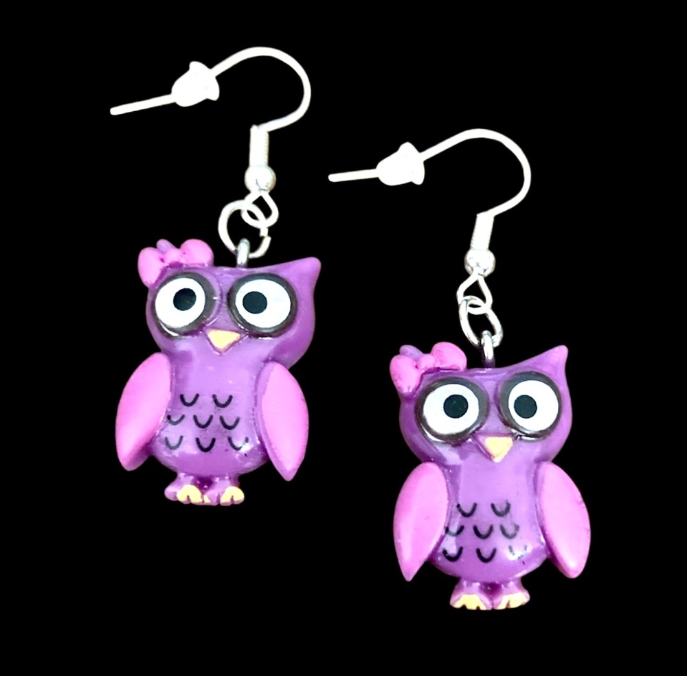*Purple Owl Earrings