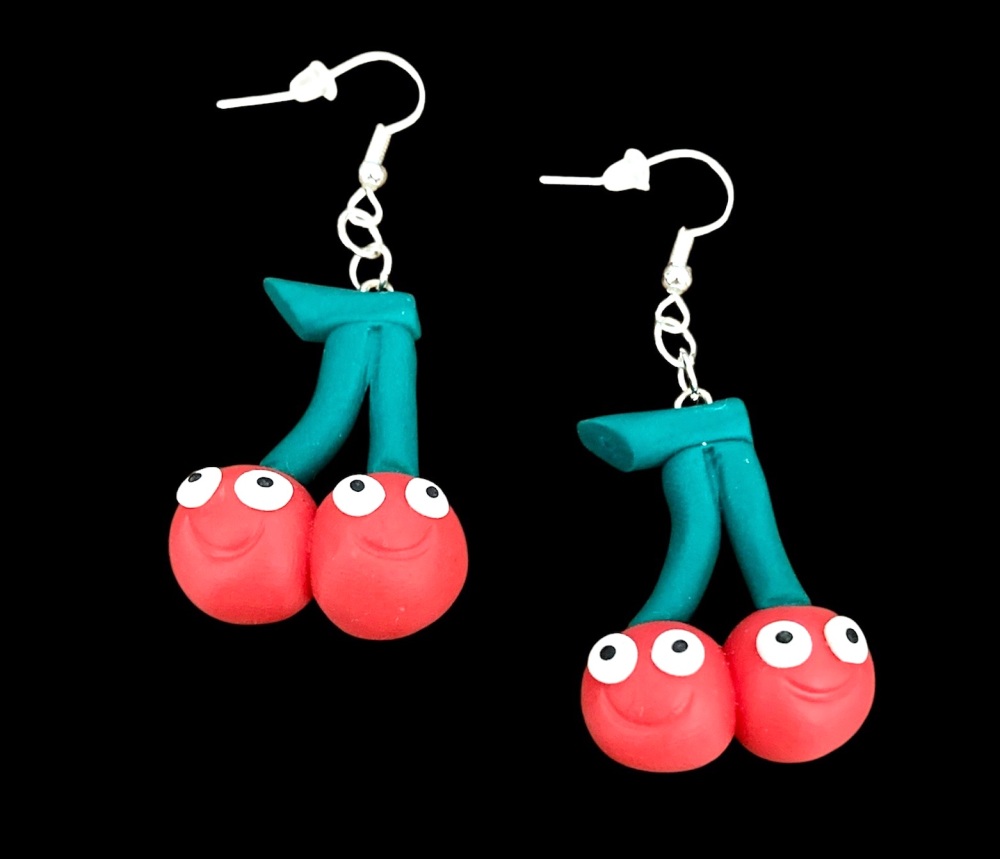 *Large Cherries Face Earrings