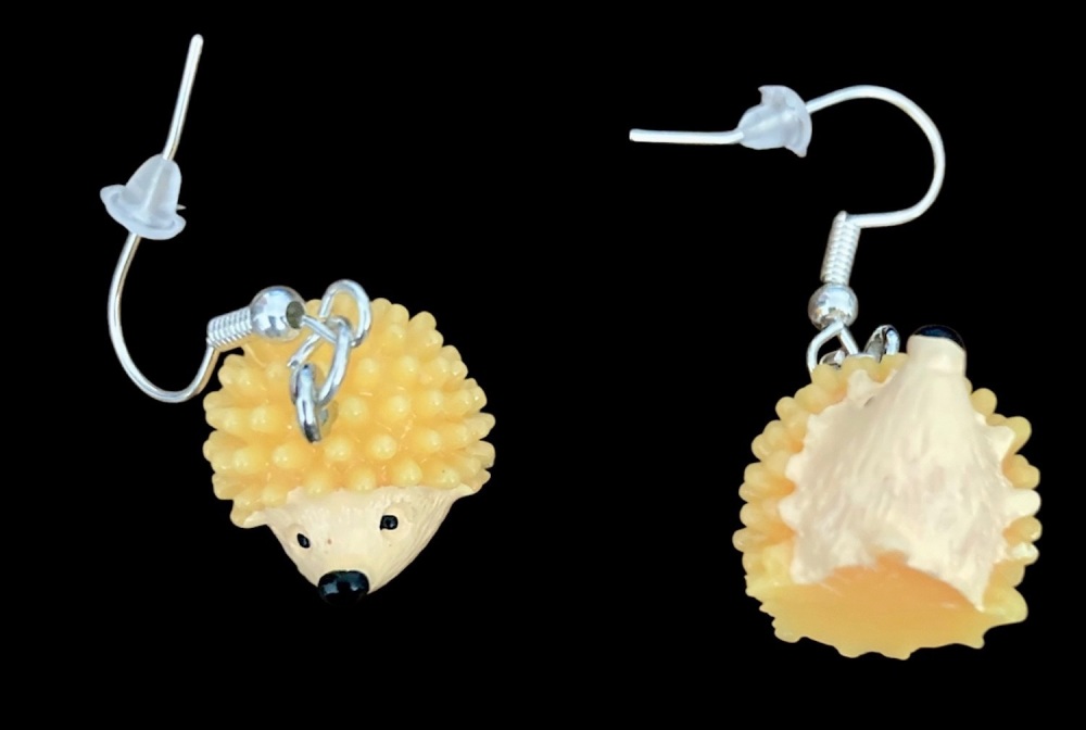 *Yellow and Beige Hedgehog Earrings