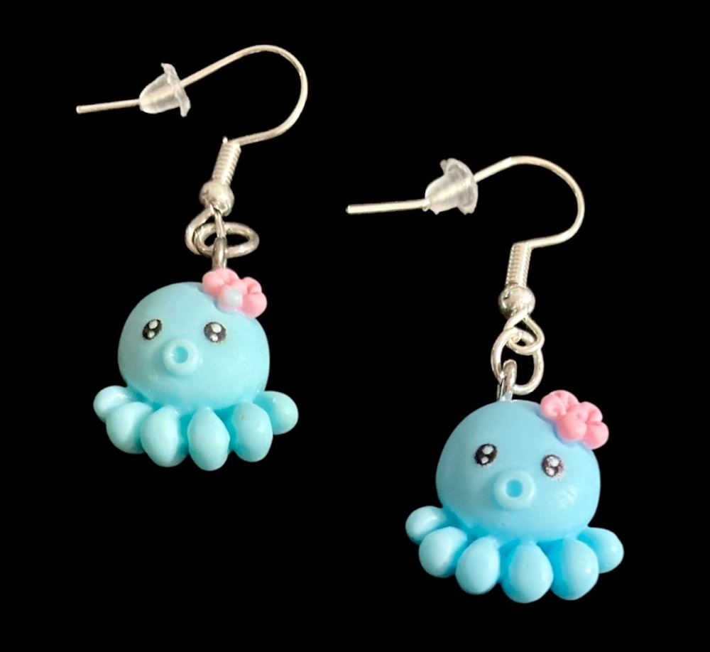 *Blue Octopus Earrings