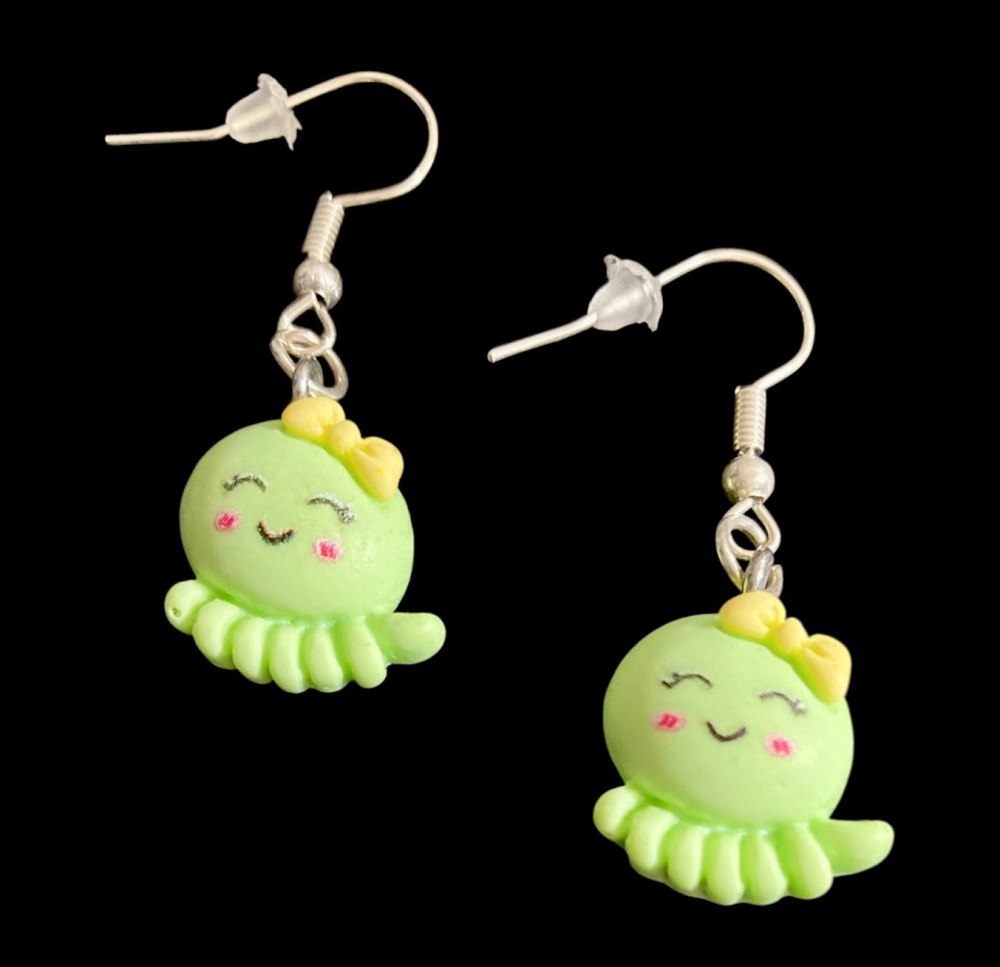 *Green Octopus Earrings