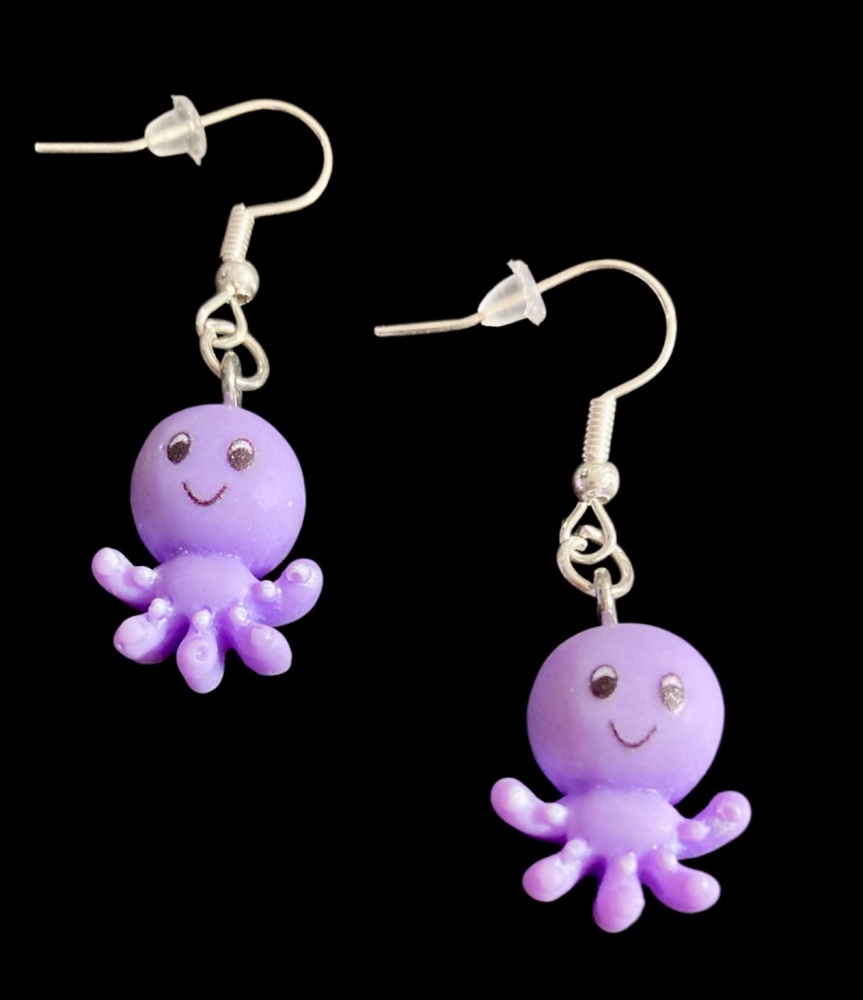 *Purple Octopus Earrings