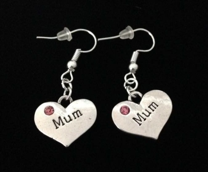 *No.202 Mum Heart Charm Earrings