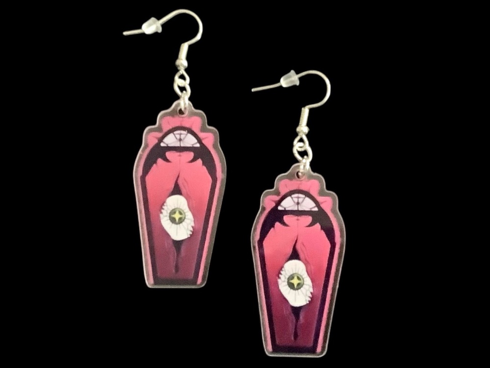 *Large Red Coffin Lid Earrings