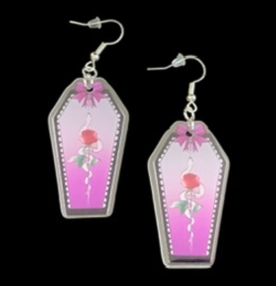 *Large Lilac Coffin Lid Earrings