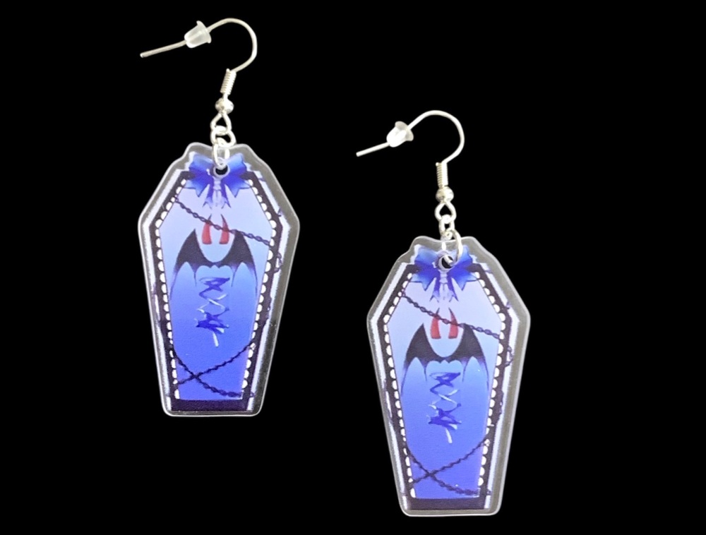 *Large Blue Coffin Lid Earrings