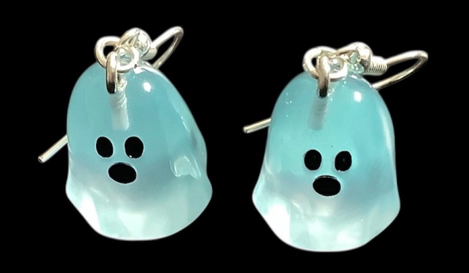 *Blue 3D Ghost Earrings