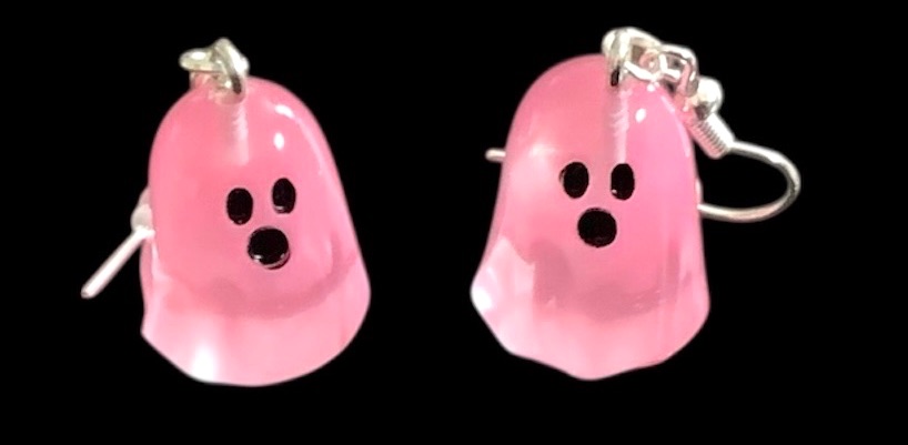 *Pink 3D Ghost Earrings