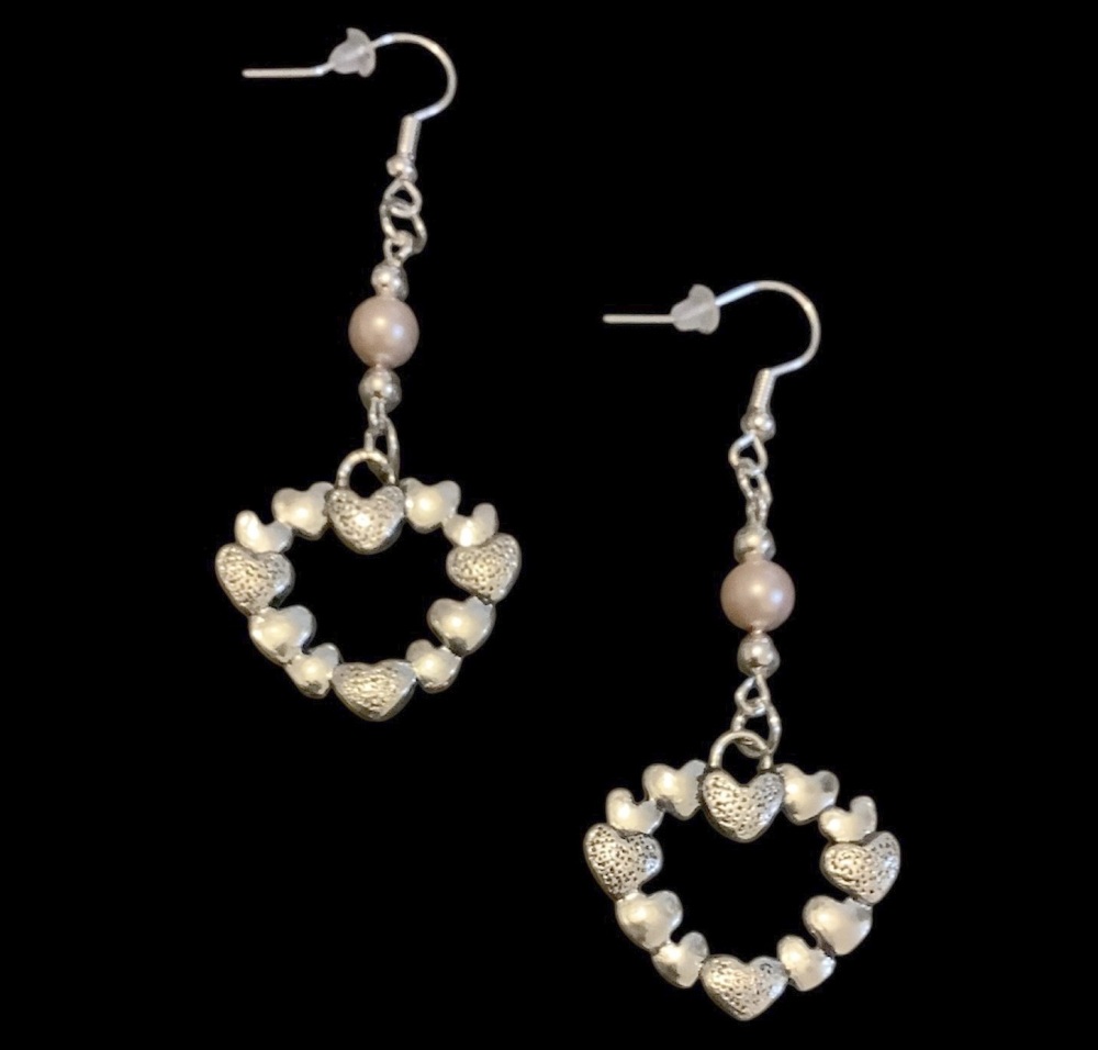 *Heart of Hearts Earrings with a Light Pink Bead