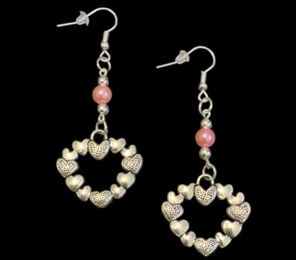*Heart of Hearts Earrings with a Pink Bead