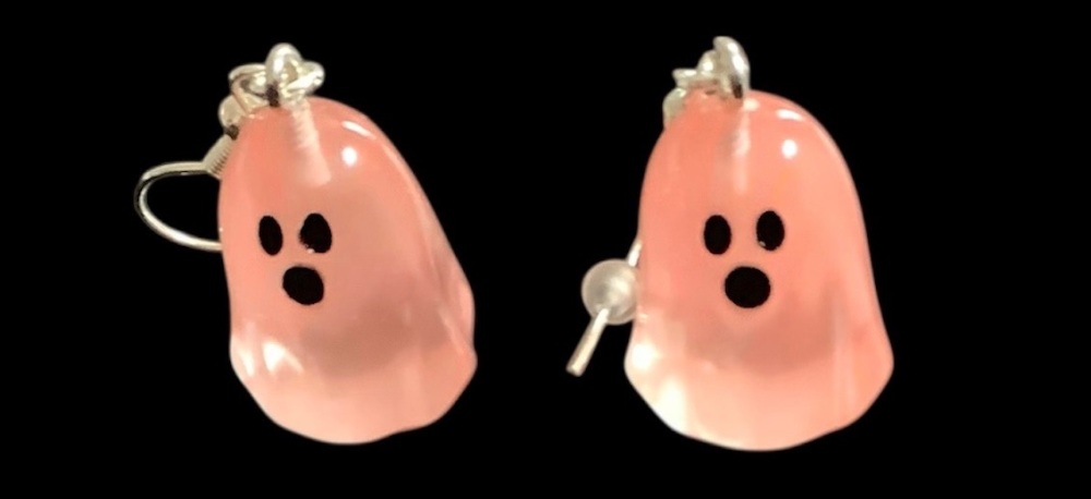 *Orange 3D Ghost Earrings