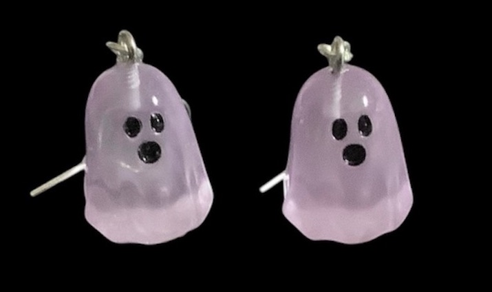 *Purple 3D Ghost Earrings