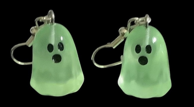 *Green 3D Ghost Earrings