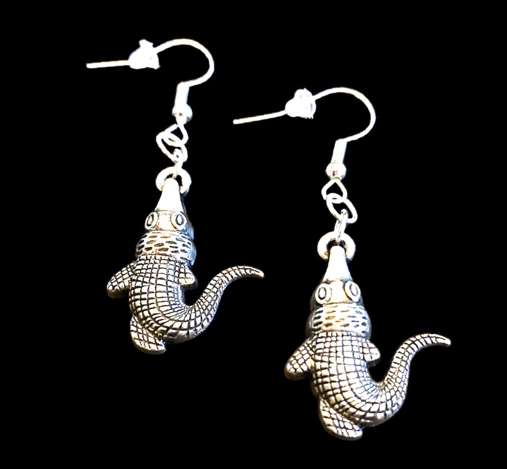 *Tibetan Silver Alligator/Crocodile Earrings