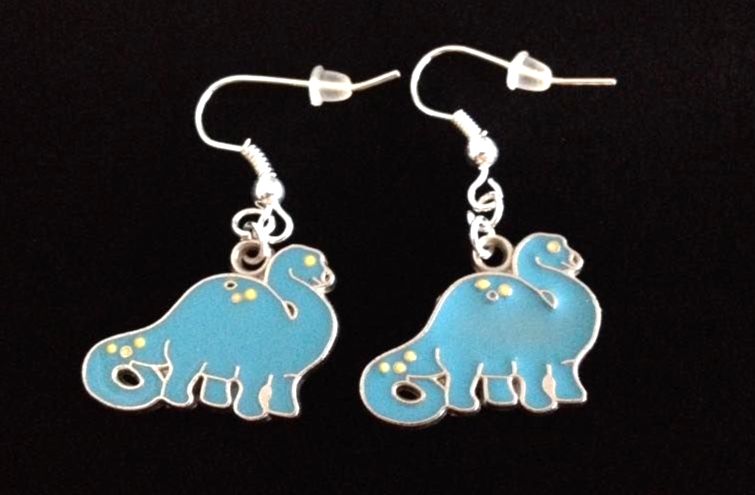 *No.401 Blue Dinosaur Charm Earrings