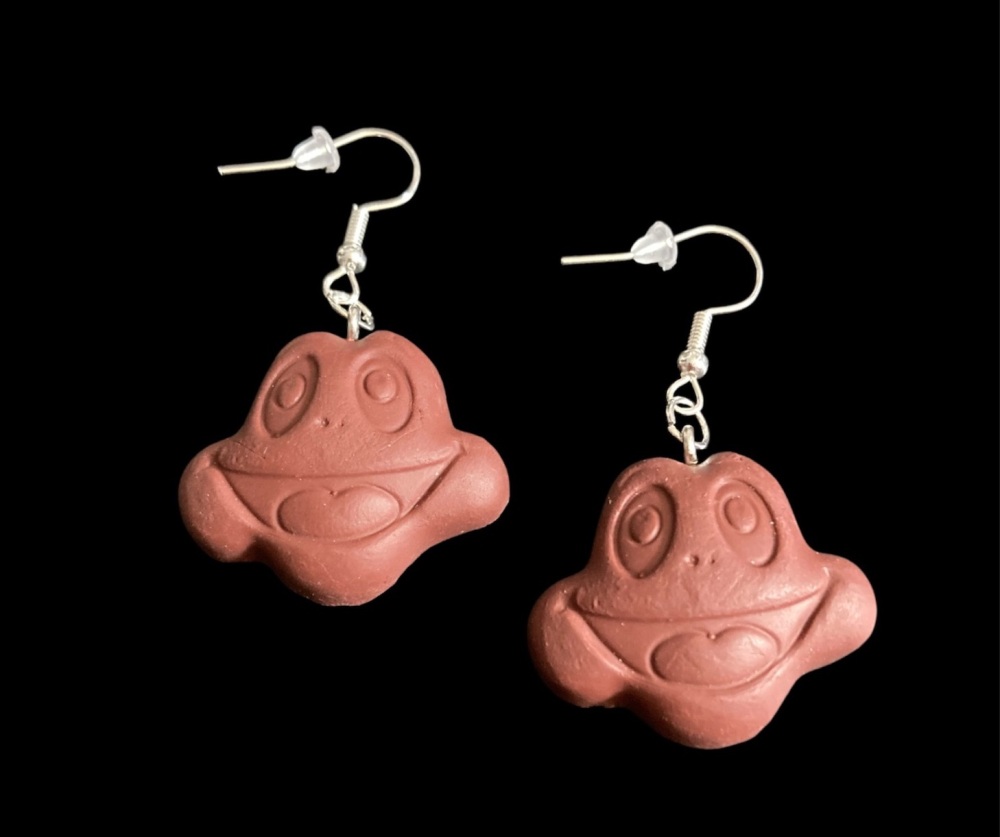 *Chocolate Frog Face Charm  Earrings