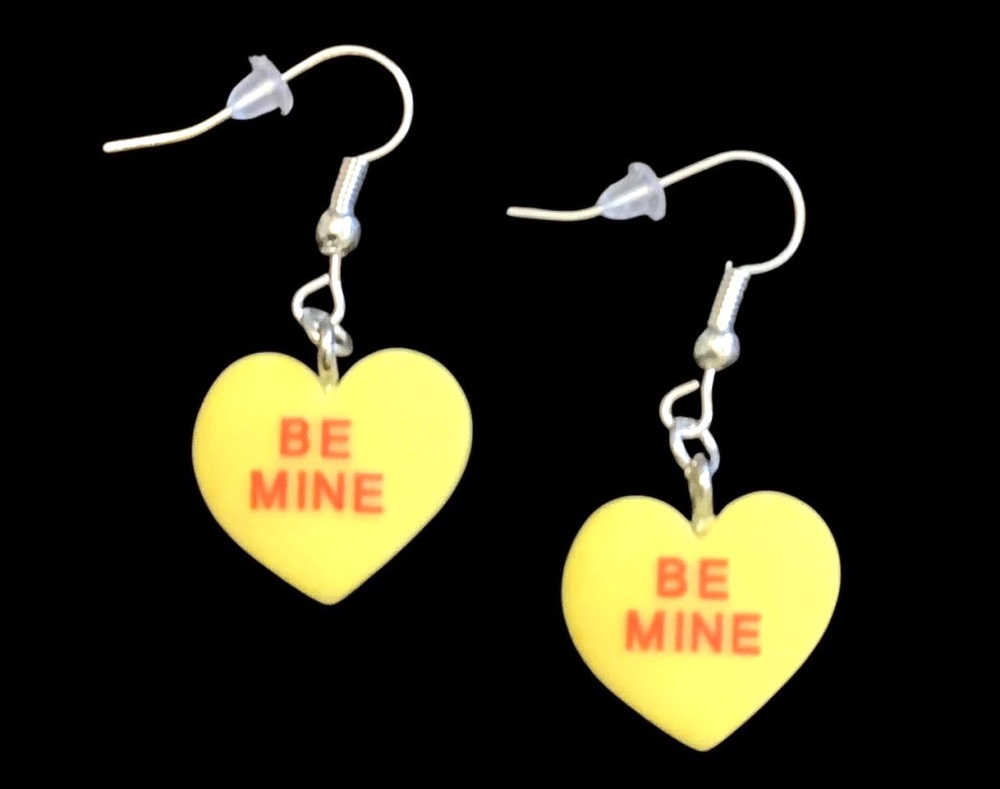 *Yellow &lsquo;Be Mine Heart Earrings